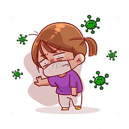 感染病毒疲惫的小女孩