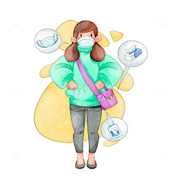 戴口罩预防感冒的女士