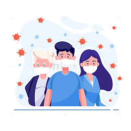 戴口罩预防流感的人们