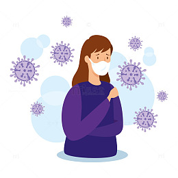 戴口罩预防病毒感染的女士