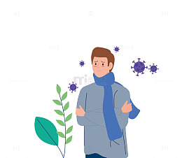 秋季防流感卡通插图