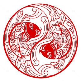 喜庆的双鱼缠绕窗贴