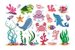 海洋生物的卡通乐园