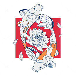 好运锦鲤的红色画卷