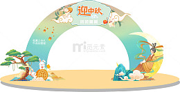 清新弥散风渐变中秋国风门头