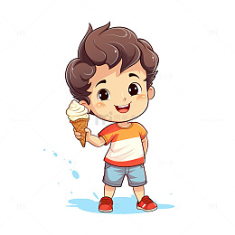 拿着雪糕的小孩子