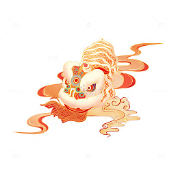 除夕春节新年舞狮醒狮卷云云朵祥云