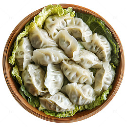 一碗饺子与白菜蔬菜