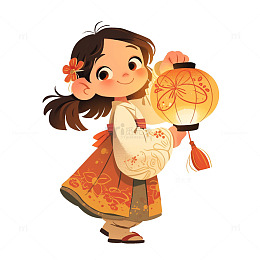 拿着花灯的小女孩