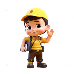 带着帽子的3D男孩