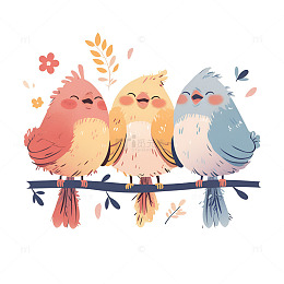 站在树枝上可爱小鸟