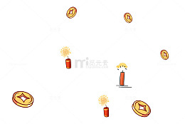 除夕春节新年炮竹鞭炮铜钱金币