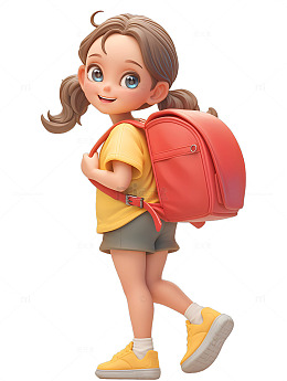 开学季小女孩去上学