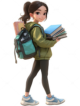 拿着书籍书本的女孩
