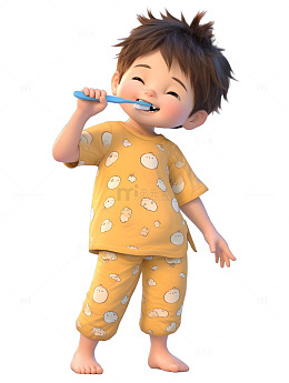 小男孩在刷牙