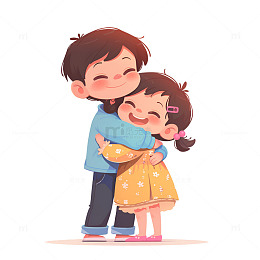 拥抱在一起的兄妹