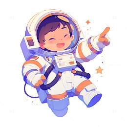 卡通简约星际航天员