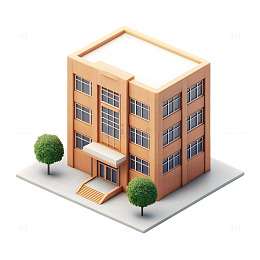 开学季等距建筑教学楼