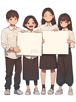 学生拿着白板展示牌
