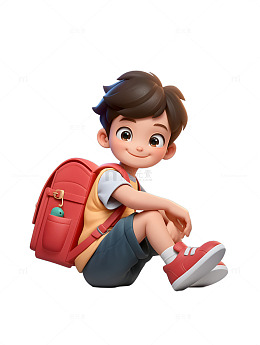 小学生背着书包上学学习