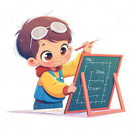 在黑板上写字的小男孩