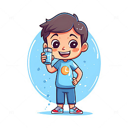 端着水杯的男孩