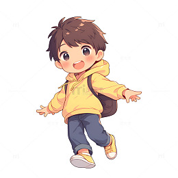 张开手臂开心的小男孩