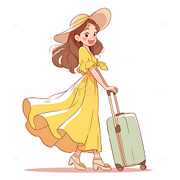 拉着行李箱的女士