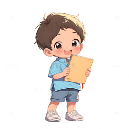 拿着笔记本的小孩子
