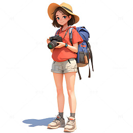 女孩子旅行拍照