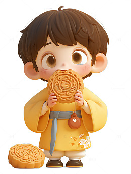 汉服男孩过中秋