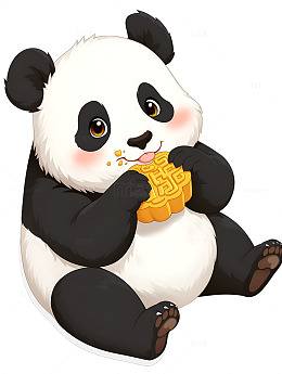 熊猫吃月饼中秋节