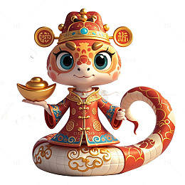 生肖蛇之财神爷卡通3D素材
