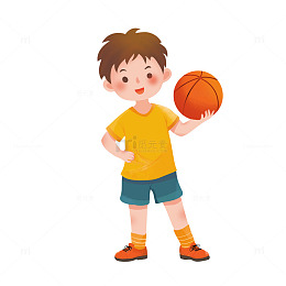 扁平插画打篮球的男孩手绘人物素材