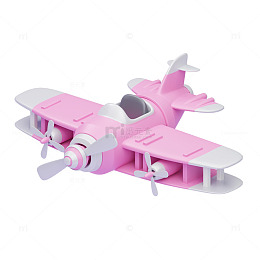 粉色螺旋桨小飞机3D飞机模型