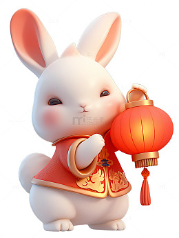 小兔子提着灯笼
