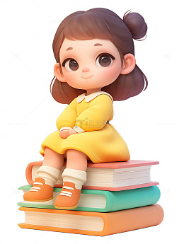 女孩图书书上