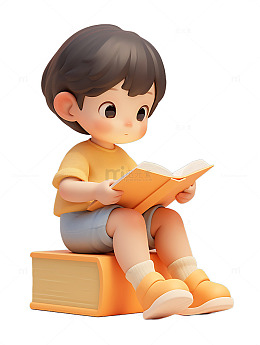 小男孩看书阅读学习