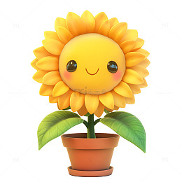 一盆微笑的向日葵