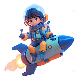 坐在火箭上的宇航员