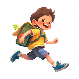 跑步上学的少年