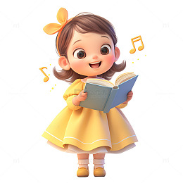 拿着歌词本唱歌的小孩