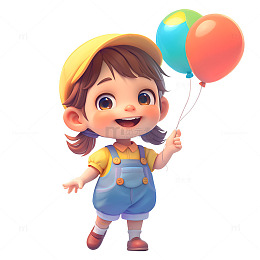 拿着气球的孩子