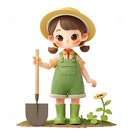 拿着铲子的小女孩
