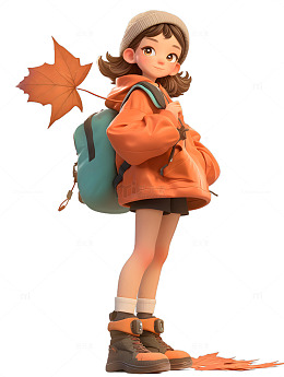 女士拿着枫叶秋天秋游