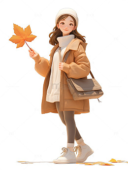 秋季枫叶叶子女生