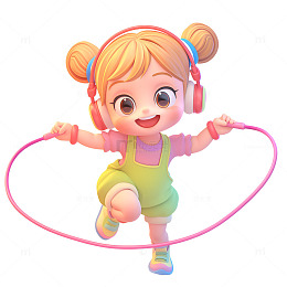 跳绳的小女孩