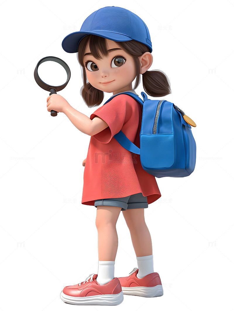 小学生拿着放大镜