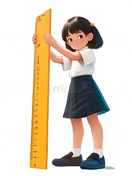 小女孩尺子工具