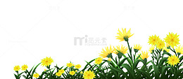春天菊花花丛手绘插画元素
